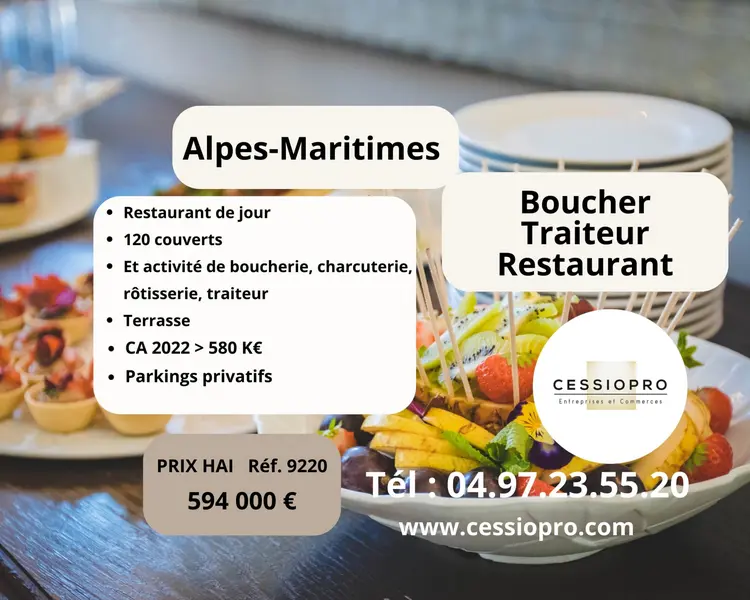 Fonds de commerce à vendre - Restauration - Cannes (06400) - 594 000 €