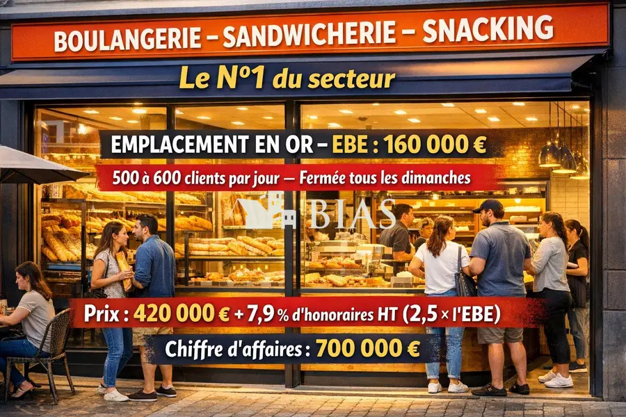 Fonds de commerce à vendre - Vente alimentaire - Rouen (76000) - 453 200 €